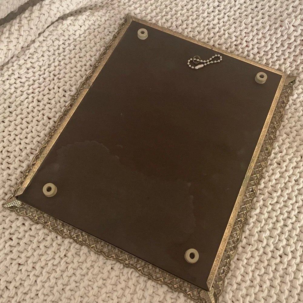 brass framed mirror / tray